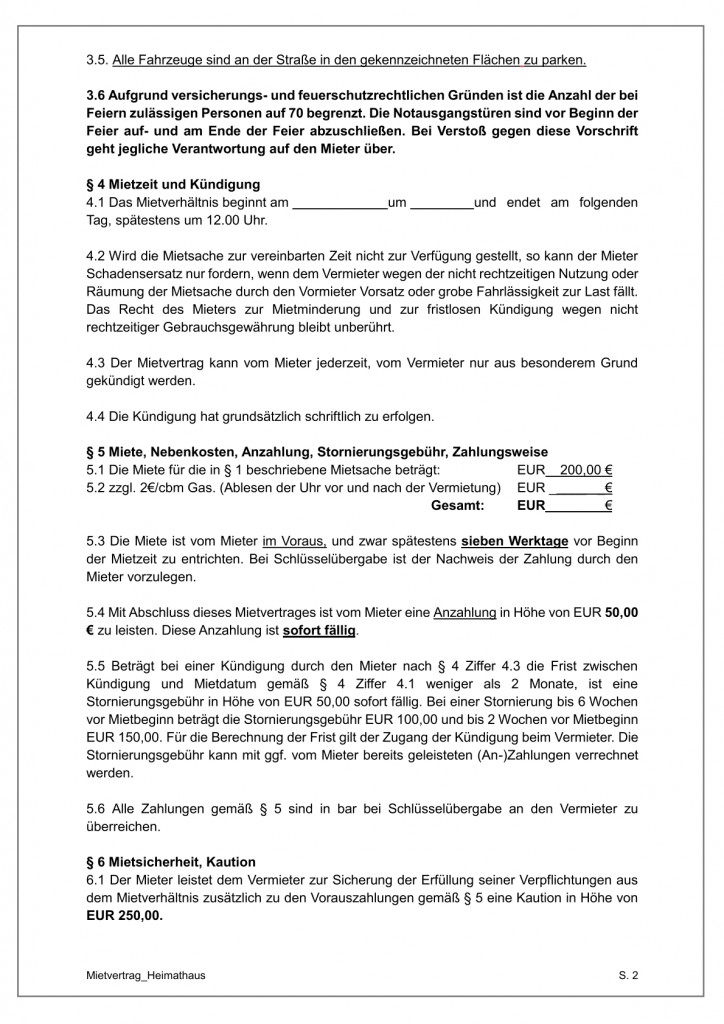 Mietvertrag, Stand Januar 2026-2