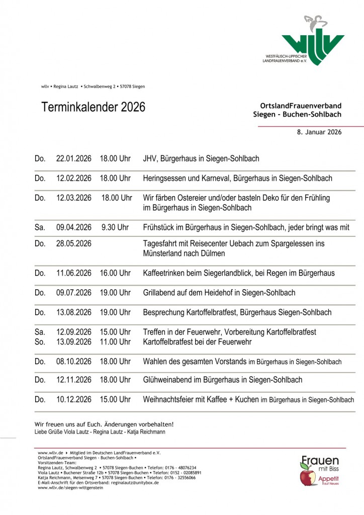 Termine 2026, Landfrauenverband Sohlbach-Buchen.neu