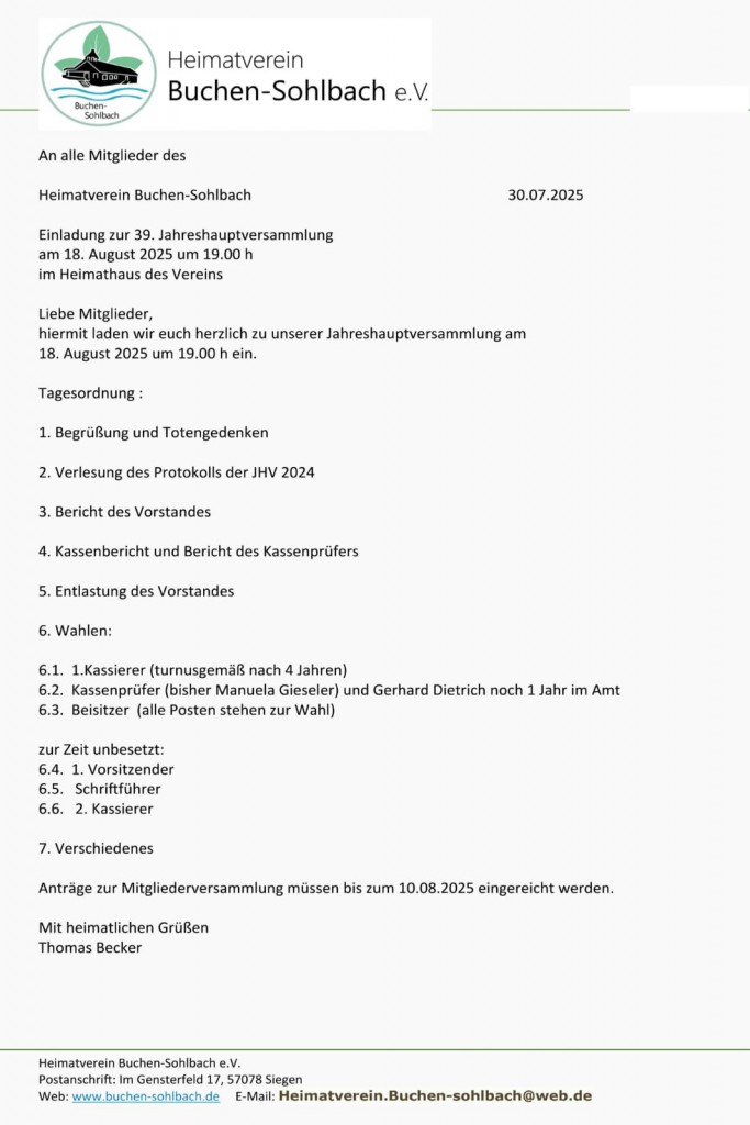 Einladung JHV 2025